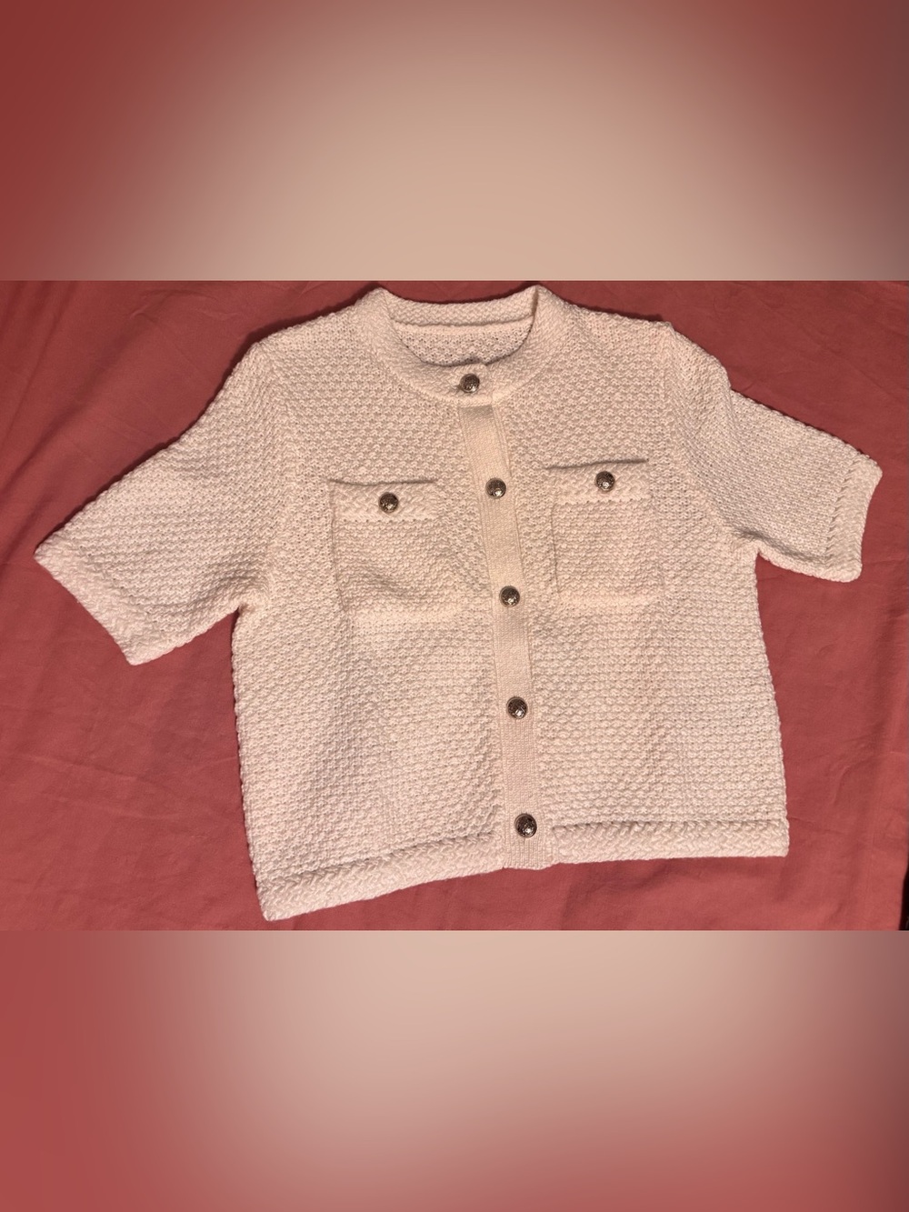 Goelia Short-Sleeve Cardigan in Off White